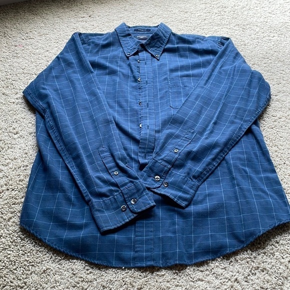 Dockers stain resistant wrinkle free Xl blue button down plaid shirt - Picture 2 of 7